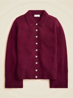 J.Crew 100% Lambswool Milano-Stitch Cardigan Embellished Buttons S NWT